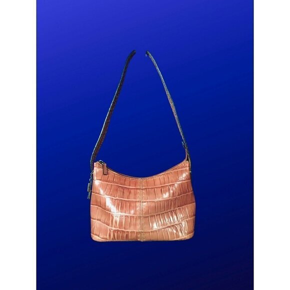 Fossil crocodile embossed leather handbag satchel shoulder bag, rose pink, NWOT - Picture 10 of 12